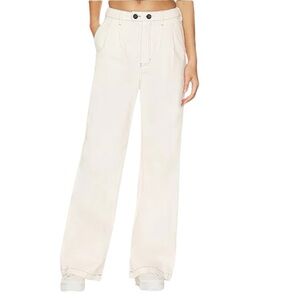 Monrow Wide Leg Pants In Off White Pockets High Rise Women’s M mom pleats